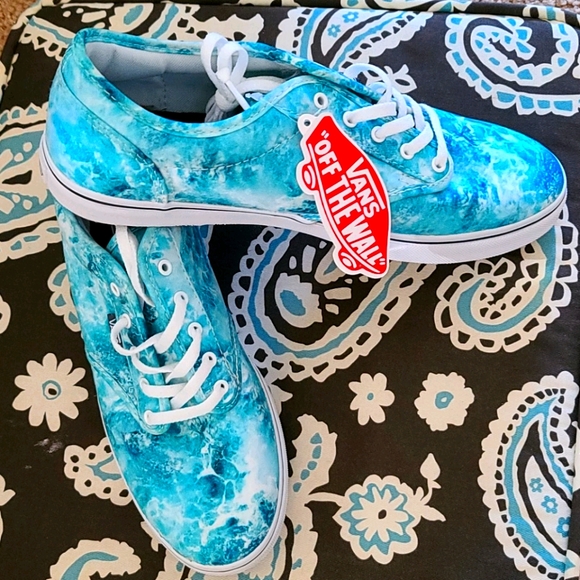 🖤VANS🤍Ocean blue teal watermark shoes - Picture 1 of 4